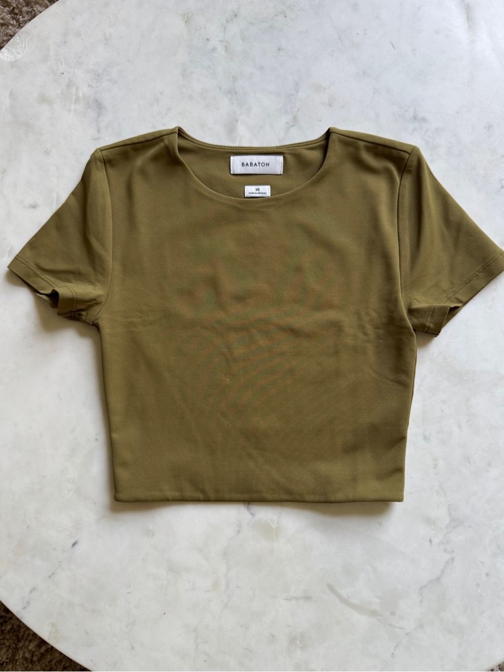 Babaton Olive Crop Tee in Moss Green